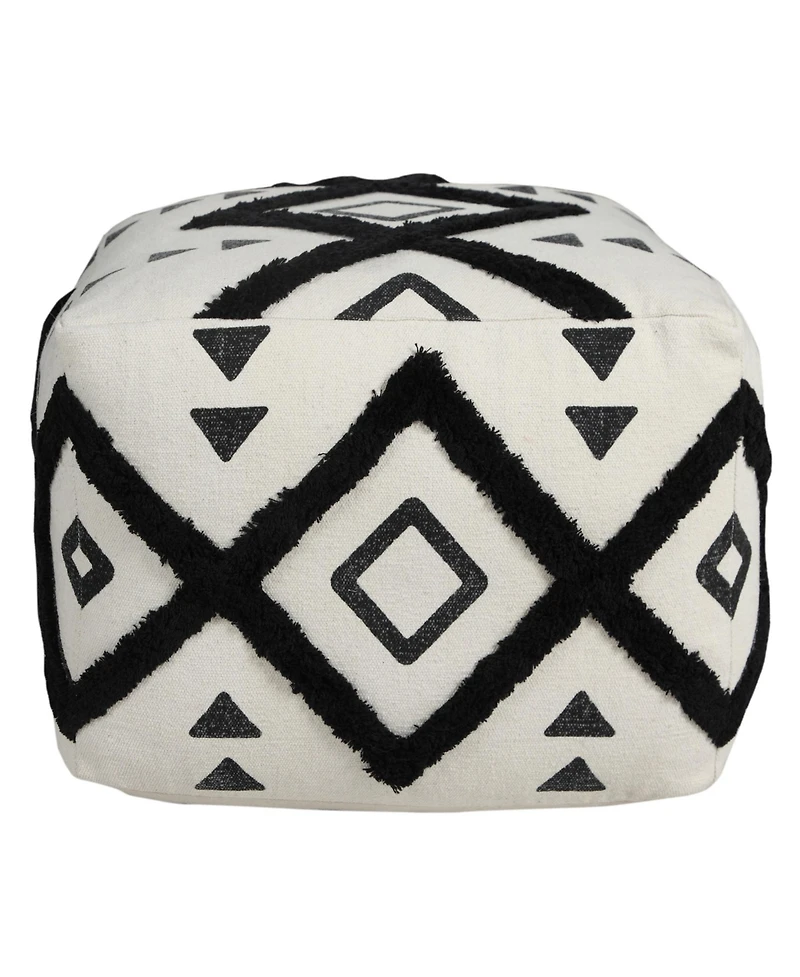18" White 100% Cotton Ottoman