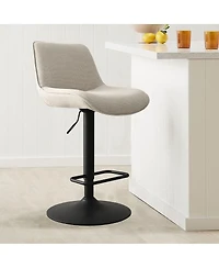 Set of 2 Adjustable Fabric Bar Stools, 360° Swivel Height Chairs with Footrest for Kitchen Island-Maison Boucle