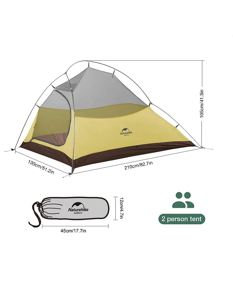 Naturehike Cloud Up Free Standing 2 Person Backpacking Tent Ultralight Nylon Double Layer Camping Tents for Two Person