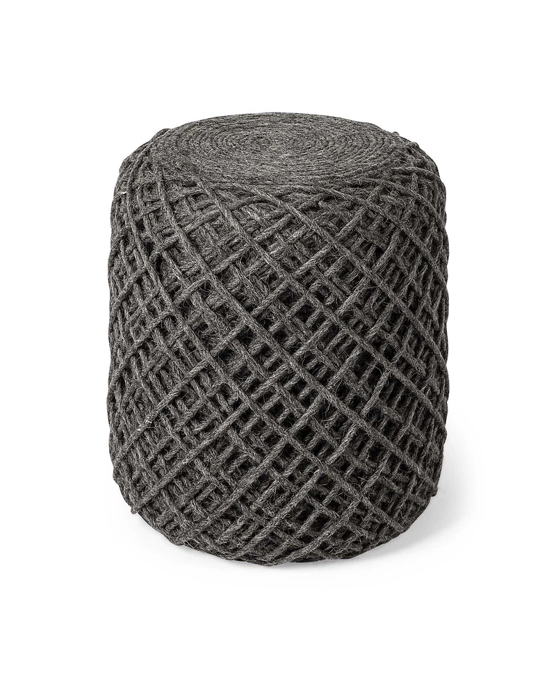 Soft Wool Cylindrical Pouf with Diamond Design for Home Decor and Footrest