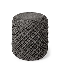 Soft Wool Cylindrical Pouf with Diamond Design for Home Decor and Footrest