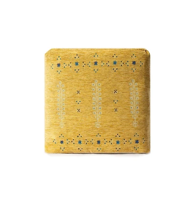 18" Yellow Polyester Blend Ottoman