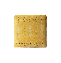 18" Yellow Polyester Blend Ottoman