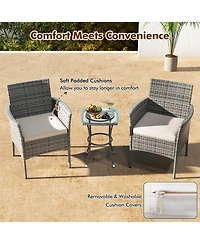 2 Pieces Outdoor Pe Rattan Armchairs with Cozy Seat Cushions