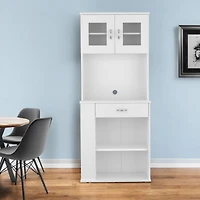 Pantry Cabinet with Two Door Panels and Side Open Shelves