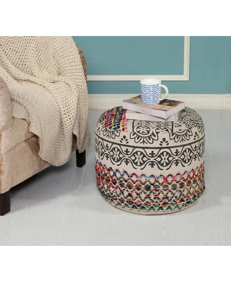 Upholstered Cotton Blend Ottoman for Footrest and Accent Furniture