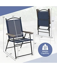 Set of 2 Patio Folding Sling Back Camping Deck Chairs