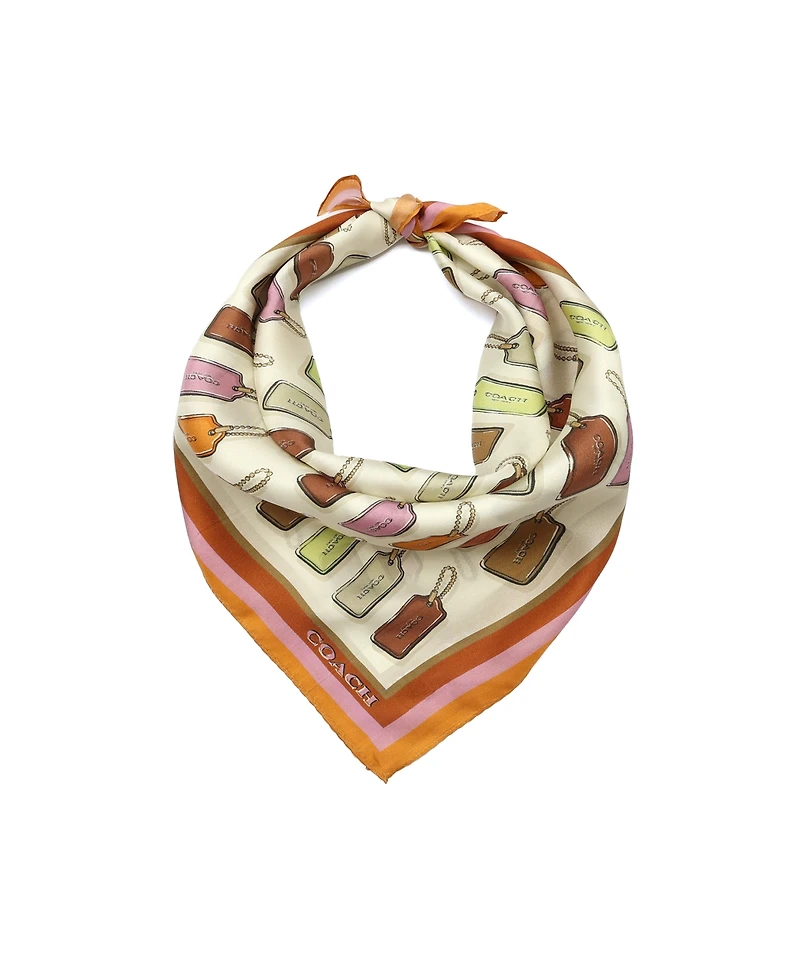 Coach Hangtag Print Silk Bandana Scarf