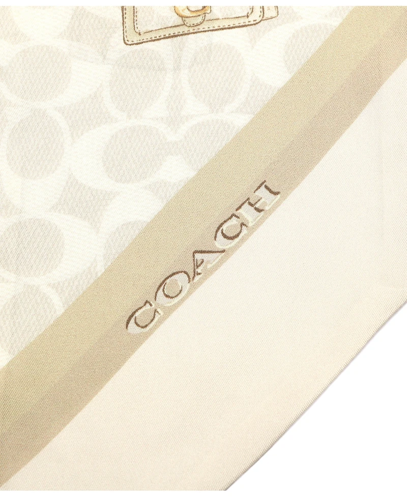 Coach Stacked Tabby Bags Print Silk Skinny Scarf