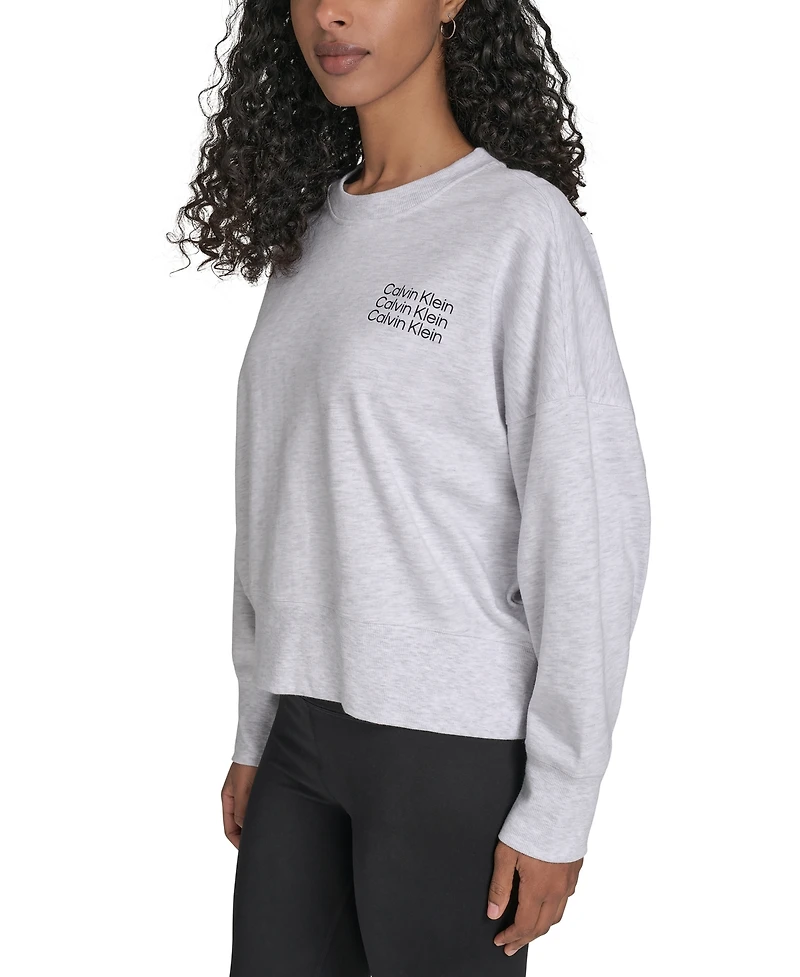 Calvin Klein Performance Women's Mini Triple Logo Pullover Sweatshirt