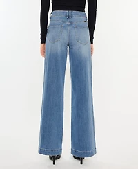 Kancan Women's High Rise Wide Leg Pull On Jeans