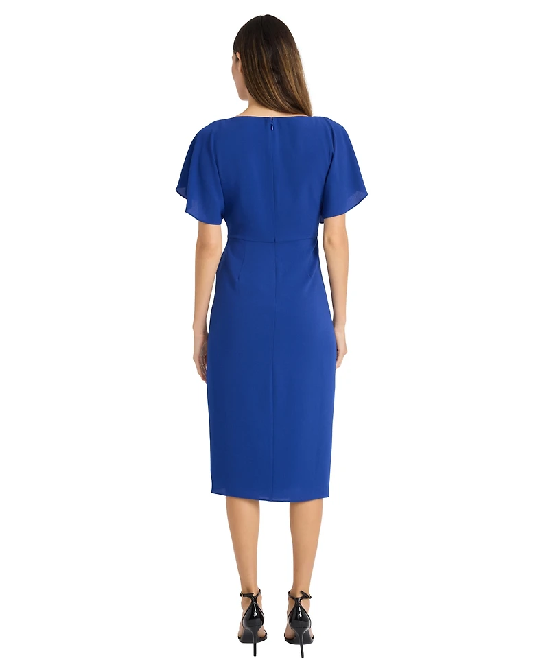Maggy London Women's Flutter-Sleeve Side-Pleated Dress