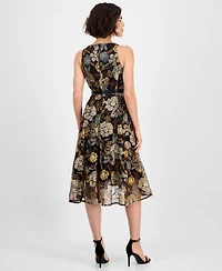 Tahari Asl Petite Embroidered Sleeveless Fit & Flare Dress