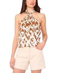 Vince Camuto Women's Printed Twist-Front Halter Top
