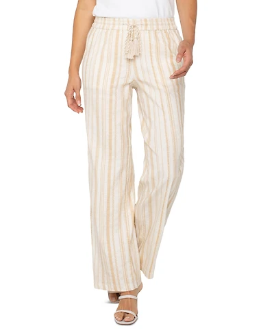 Liverpool Los Angeles Petite Stripe Drawstring Wide-Leg Pants