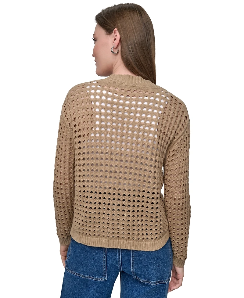 Dkny Jeans Women's Open-Stitch Drop-Shoulder Cardigan Sweater