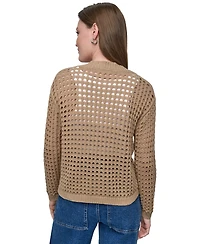 Dkny Jeans Women's Open-Stitch Drop-Shoulder Cardigan Sweater