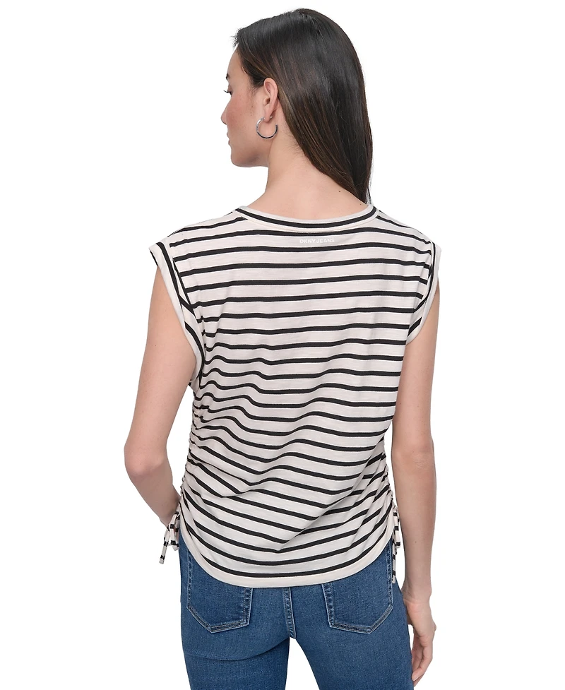 Dkny Jeans Women's Side-Tie Ruched Sleeveless T-Shirt