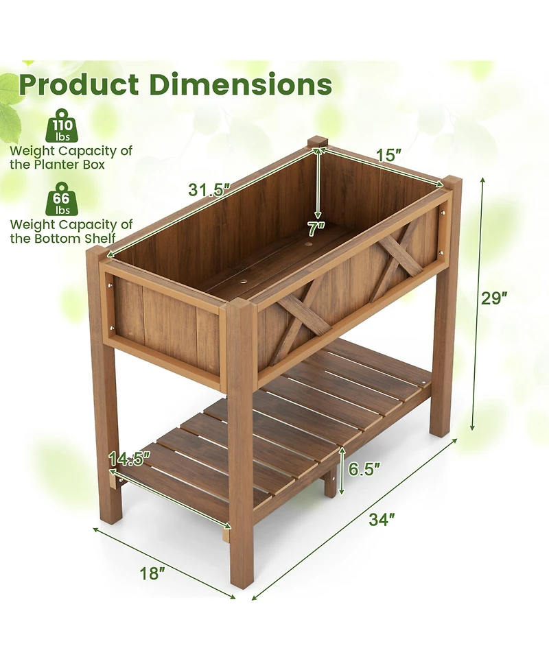 Hips Raised Garden Bed Poly Wood Elevated Planter Box