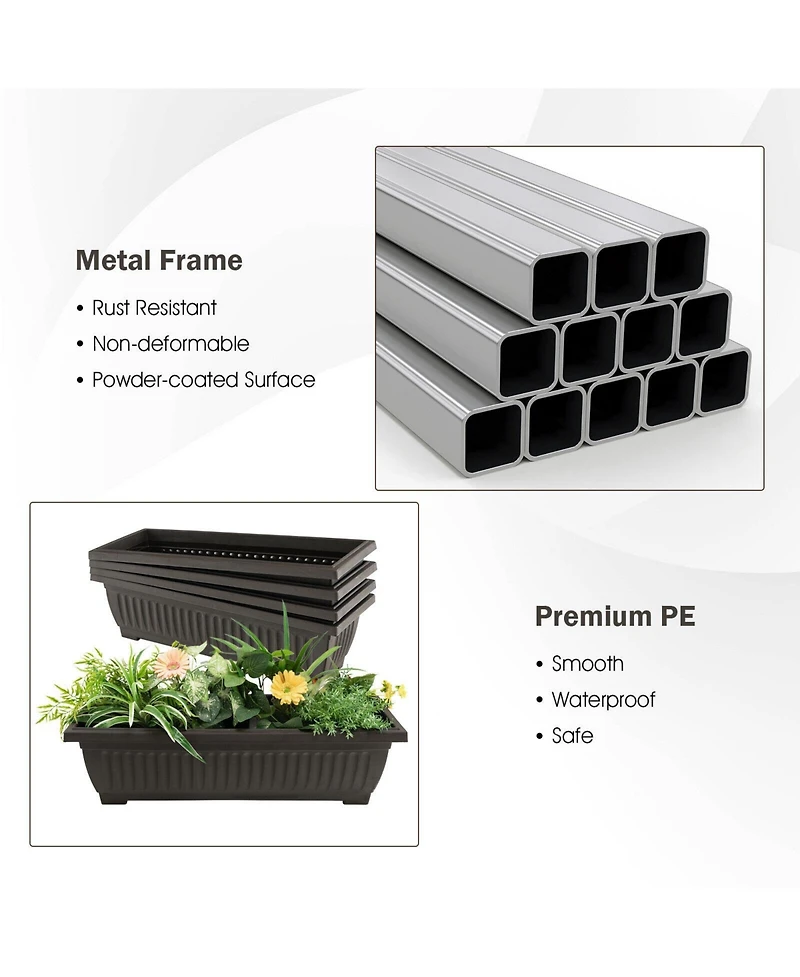 4-Tier Vertical Raised Garden Bed with 4 Containers and Drainage Holes