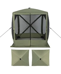 6.7 x 6.7 Feet Pop Up Gazebo with Netting and Carry Bag-Green