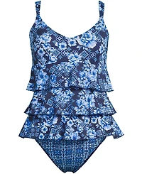 Lands' End Women's Long Torso Ruffle Fauxkini One Piece Swimsuit