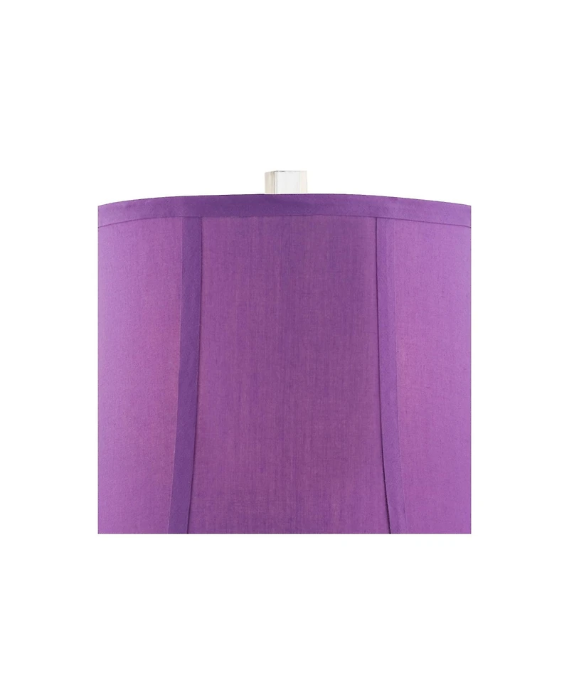 Bijoux Modern Chic Bohemian Table Lamps 25.5" High Set of 2 Brushed Nickel Multi Colored Stacked Acrylic Gem Purple Drum Shade for Kids Girls Roo