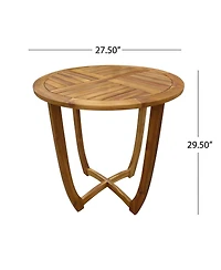 Outdoor Round Coffee Table with Storage Tray 2 Tier Oval End Tables Wooden Small Side Table