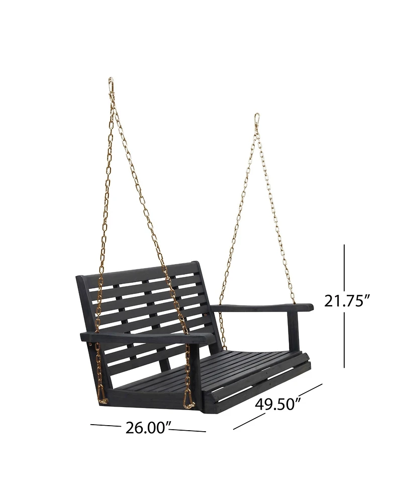 Patio Porch Swing with Slat Design, 2-Seater Hanging Bench with 8 Ft Chains