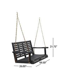 Patio Porch Swing with Slat Design, 2-Seater Hanging Bench with 8 Ft Chains