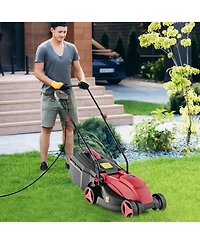 10 Amp 13 Inch Electric Corded Lawn Mower with Collection Box-Red