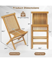 Outdoor Teak Wood Chairs Set of 2 with Slatted Seat and Backrest