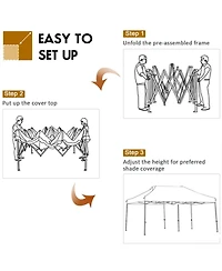 10 x 20 Feet Adjustable Folding Heavy Duty Sun Shelter with Carrying Bag-White