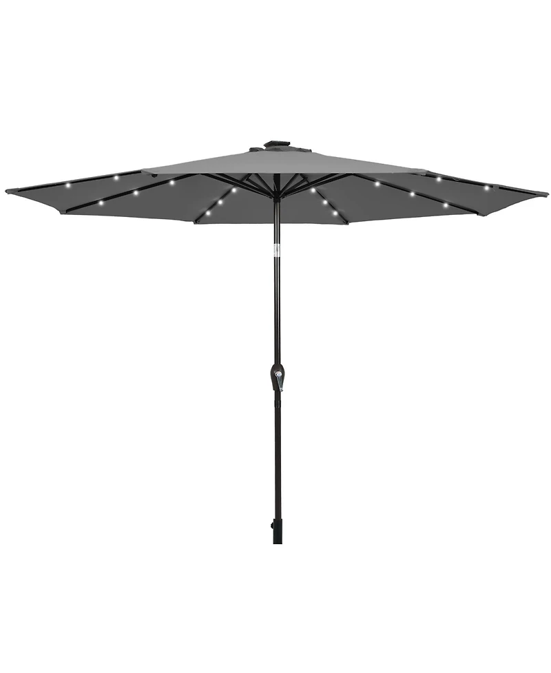10 Feet Outdoor Patio Umbrella with Bright Solar Led Lights-Gray