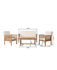 Outdoor Acacia Wood 4 Pc loveseat
