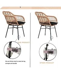 3 Pieces Of Luxury Outdoor Wicker Furniture ,Patio Bistro Style Table And Chair Combination,Weather-resistant Pe Wicker Weave