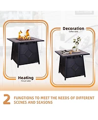 28 in. Metal Outdoor Propane Gas Fire Pit Table 40,000 Btu Steel Fire Pit with Steel Lid, Weather Cover, Csa-pproved