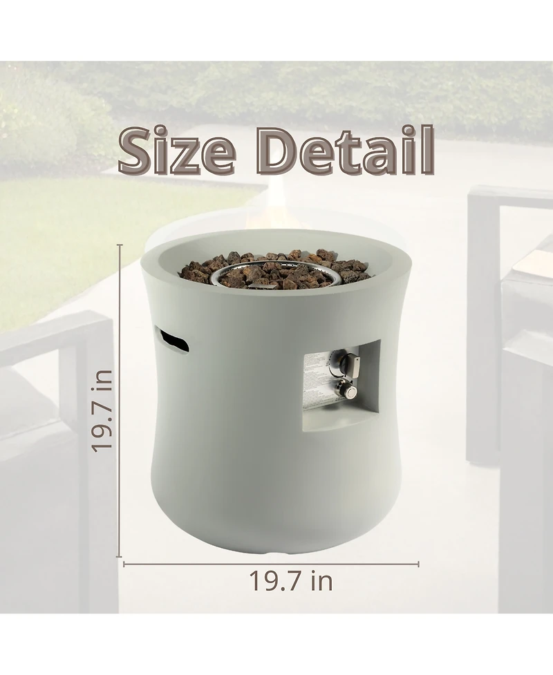 20 in. Propane Round Fire Pit Table, Stone 40000 Btu Gas Firepits with Free Lava Rocks and Waterproof Cover