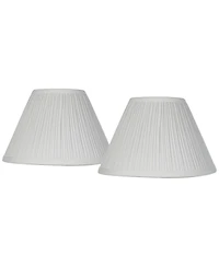 Springcrest Set of 2 Bell Lamp Shades White Mushroom Pleated Small 5" Top x 11" Bottom x 7.5" Slant Candelabra Clip-On Fitting