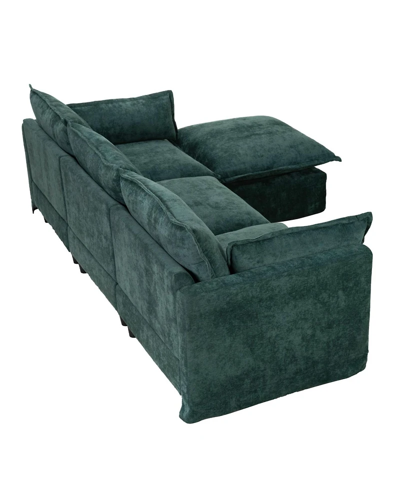 Streamdale Modern L-Shaped Sectional Sofa with Ottoman