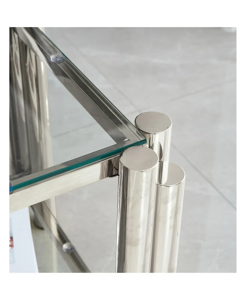 Streamdale 20" Square Glass End Table - Silver