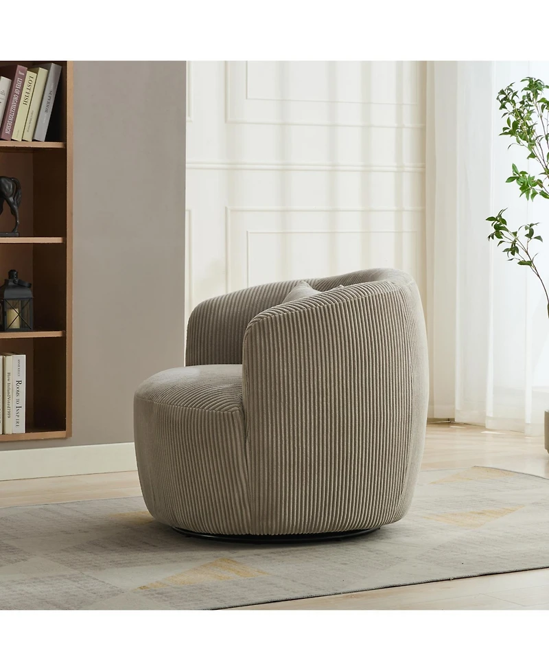 Streamdale 34" Wide Corduroy Swivel Barrel Chair with Pillow - Light Gray