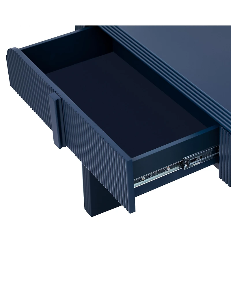 Streamdale Modern Rounded Console Table with 2 Drawers (Navy Blue)