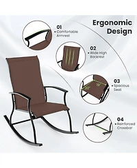 2 Pieces Outdoor Rocking Chairs with Breathable Backrest