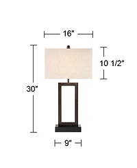 360 Lighting Todd Modern Table Lamps 30" Tall Set of 2 Bronze with Usb and Ac Power Outlet in Base Oatmeal Shade for Bedroom Living Room Bedside