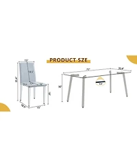 Streamdale Glass Top Dining Set Table & 6 Gray Pu Chairs