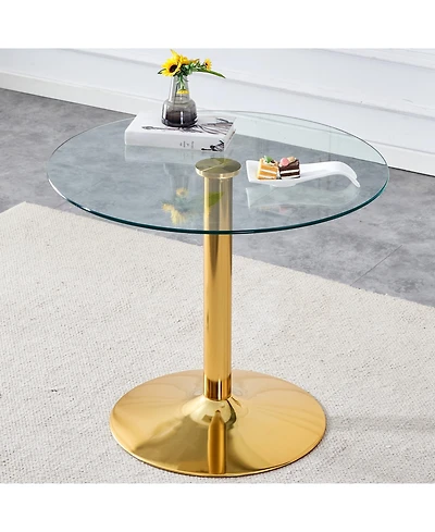 35" Glass Top Round Dining Table - Gold Legs