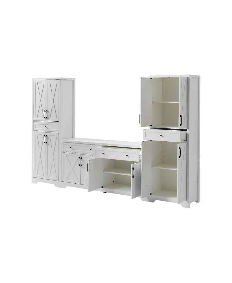 Streamdale White Tv Cabinet Set w/ Sideboards - 108.7" L