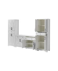 Streamdale White Tv Cabinet Set w/ Sideboards - 108.7" L