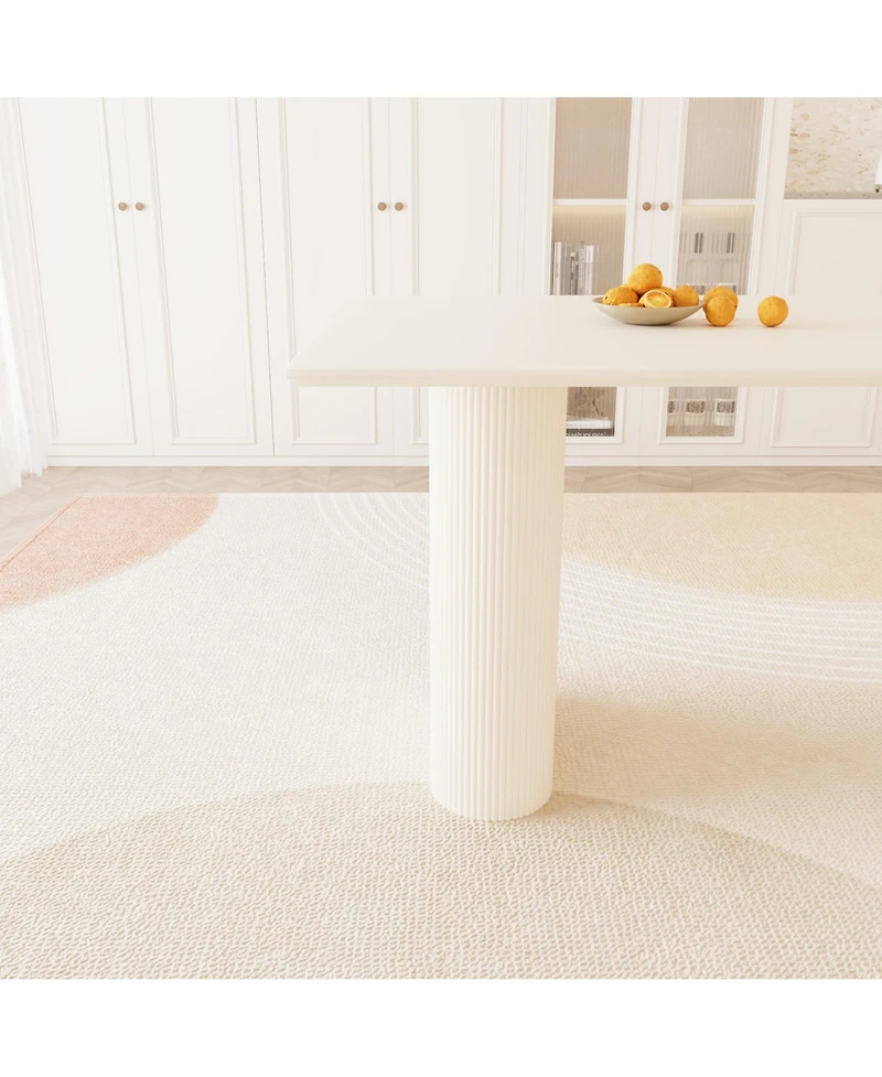 63" Cream Table & Green Chair Set (4)